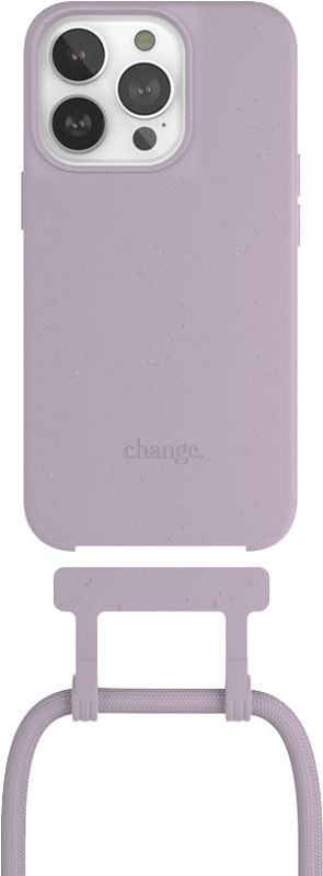 Foto van Change case apple iphone 14 pro max back cover met koord paars