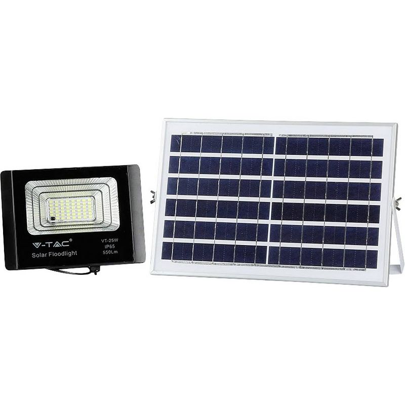 Foto van V-tac vt-25w solar schijnwerper met zonnepaneel - 550 lm - 6000k -