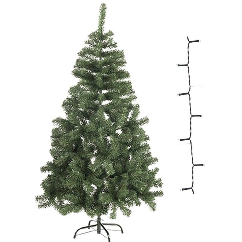 Foto van Mini kunst kerstboom 60 cm met warm witte verlichting - kerstboompje met lampjes - kinderkamer kerstversiering