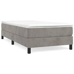 Foto van The living store boxspringbed - lichtgrijs - 203 x 90 x 25 cm - fluweel - pocketvering