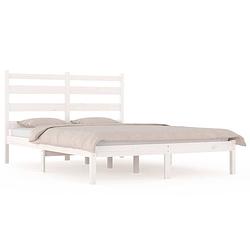 Foto van The living store houten bedframe - grenenhout - 205.5 x 185.5 x 100 cm - wit - geschikt voor 180 x 200 cm matras (6ft