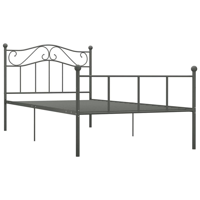 Foto van The living store metalen bedframe - grijs - 208 x 107.5 x 95 cm - geschikt voor matras 100 x 200 cm