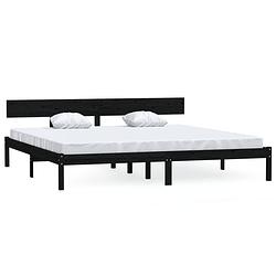 Foto van The living store bedframe massief grenenhout zwart 200x200 cm - bed