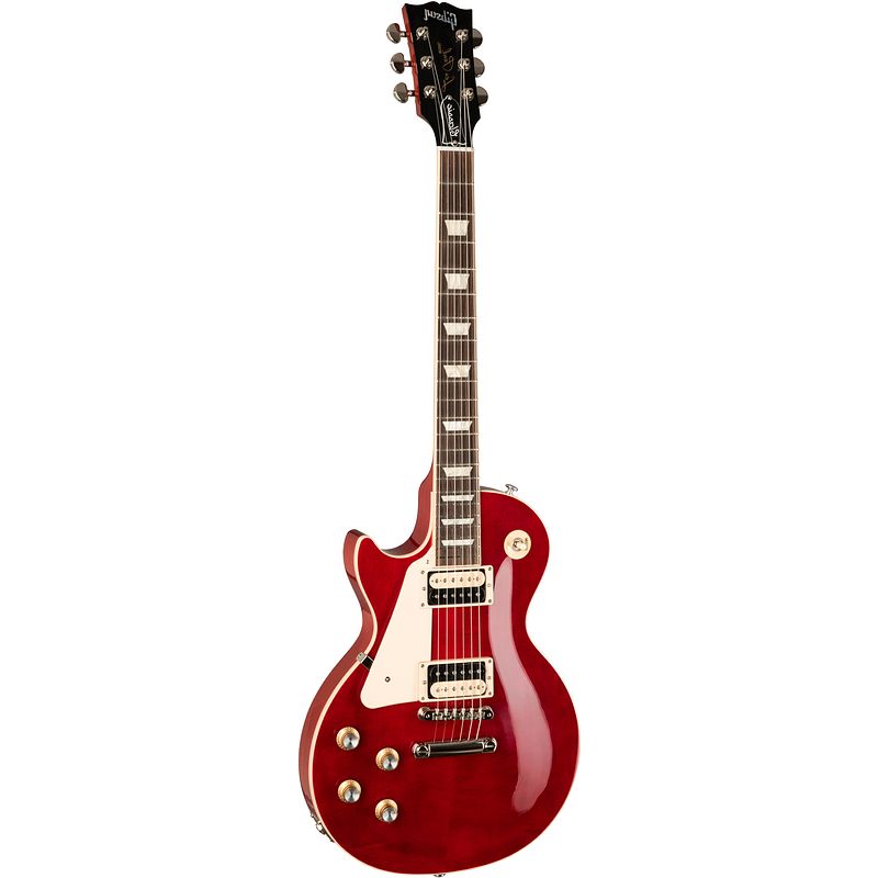 Foto van Gibson modern collection les paul classic lh translucent cherry elektrische gitaar met koffer