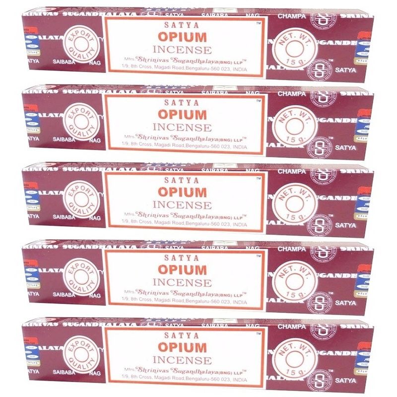 Foto van 5x nag champa wierook opium 15 gram - wierookstokjes