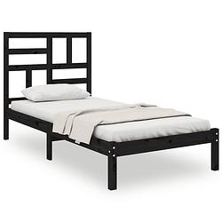 Foto van The living store bedframe - grenenhout - eenpersoons - 75 x 190 cm - zwart