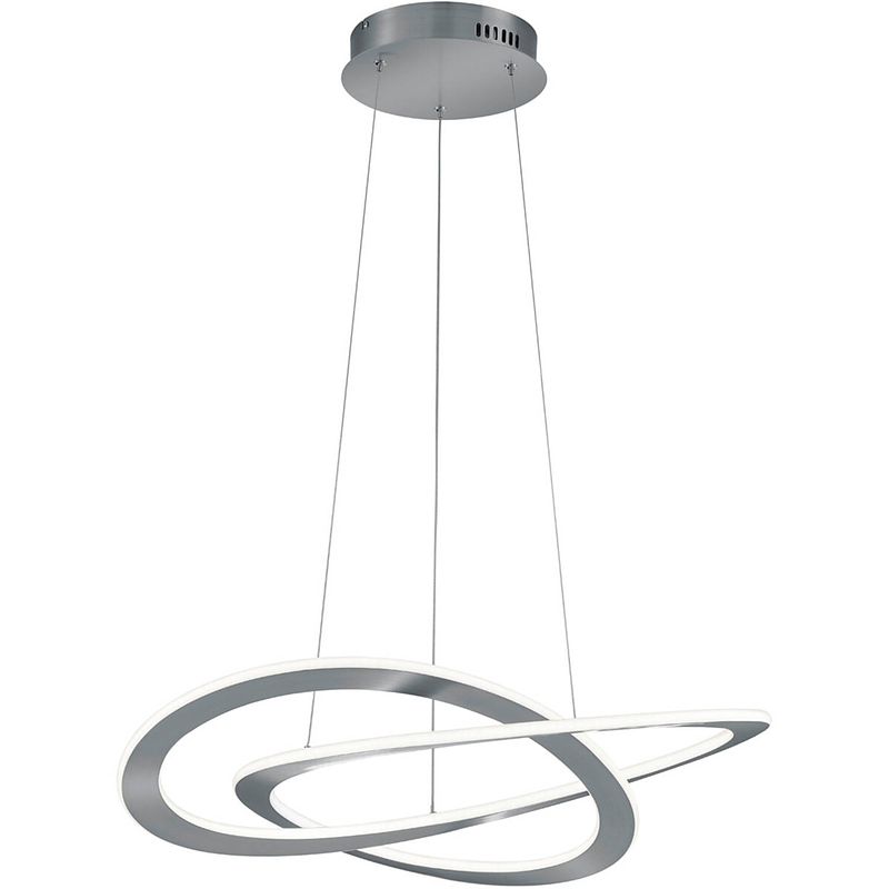 Foto van Led hanglamp - hangverlichting - trion oaky - 52w - warm wit 3000k - dimbaar - rond - mat nikkel - aluminium