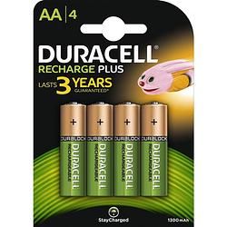 Foto van Duracell drba1300 recharge plus oplaadbare batterijen - 4 x aa - 1300 mah