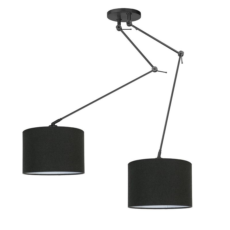 Foto van I-lumen hanglamp knik 2 lichts met zwarte kappen ø 40 cm zwart
