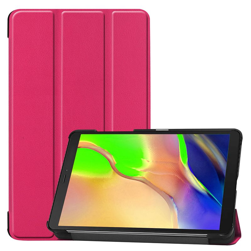 Foto van Basey samsung galaxy tab a 8.0 (2019) hoesje kunstleer hoes case cover samsung galaxy tab a 8.0 (2019)-donkerroze