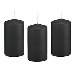 Foto van 8x kaarsen zwart 6 x 12 cm 40 branduren sfeerkaarsen - stompkaarsen