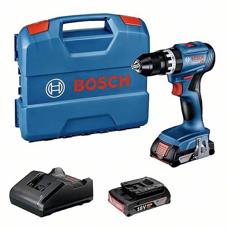 Foto van Bosch professional gsb 18v-45 06019k3302 accu-schroefboormachine 18 v 2.0 ah li-ion incl. 2 accus, incl. lader, incl. koffer