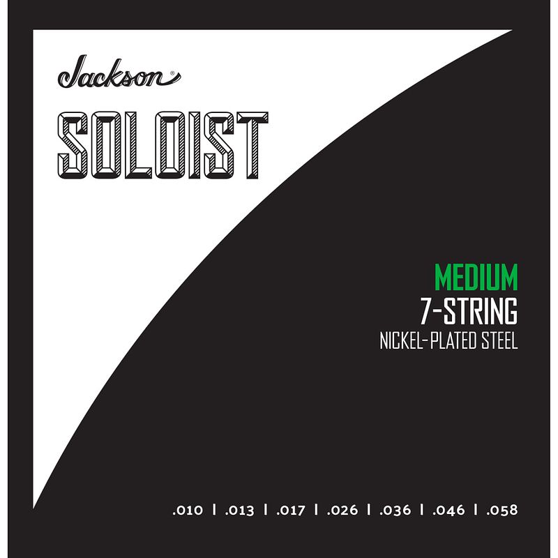 Foto van Jackson soloist strings 7-string medium .010-.058 snarenset voor 7-snarige elektrische gitaar