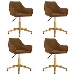 Foto van The living store draaibare eetkamerstoelen - bruin fluweel - 52 x 63 x (74 - 85) cm - set van 4