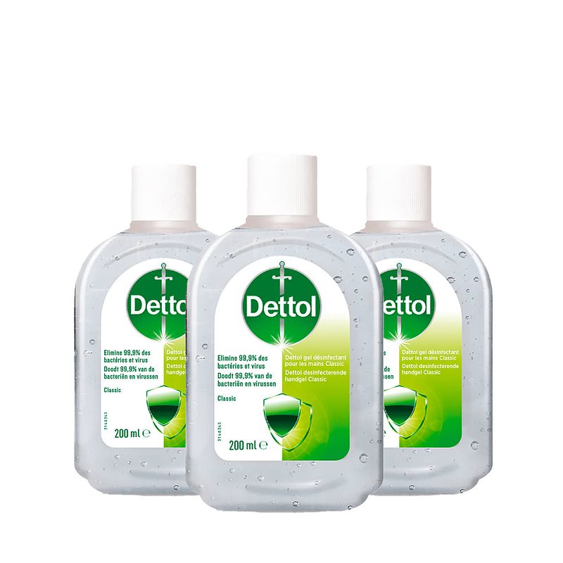 Foto van Dettol handgel - hygiene - verwijdert 99,9% van de bacteriën en virussen - 200ml x3