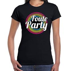 Foto van Foute party verkleed t-shirt zwart voor dames - 70s, 80s party verkleed outfit xl - feestshirts