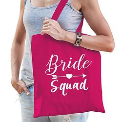 Foto van 1x bride squad vrijgezellenfeest tasje roze dames - feest boodschappentassen
