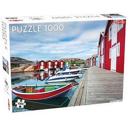 Foto van Tactic legpuzzel vissershutten in smögen 67 x 48 cm 1000 stukjes