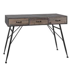 Foto van Clayre & eef sidetable 116*40*80 cm grijs ijzer hout rechthoek wandtafel haltafel console tafel grijs wandtafel