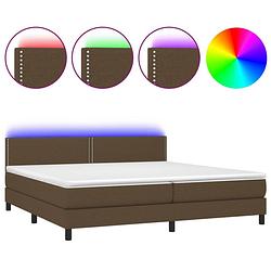 Foto van Vidaxl boxspring met matras en led stof donkerbruin 200x200 cm