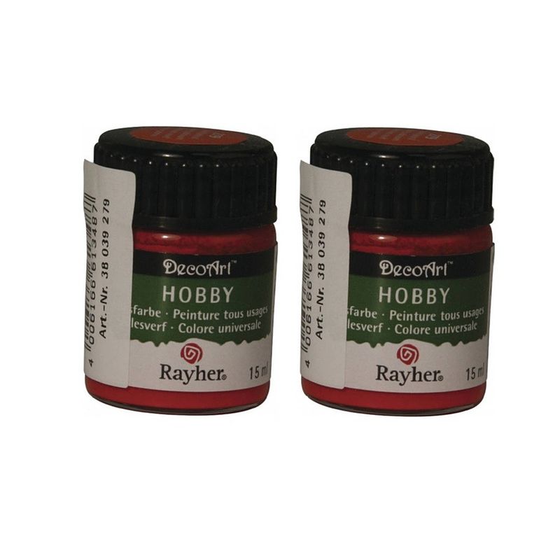 Foto van 2x acrylverf/hobbyverf wijnrood 15 ml hobby materiaal - hobbyverf