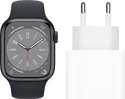 Foto van Apple watch series 8 4g 45mm midnight aluminium midnight sportband + oplader