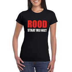 Foto van Rood staat mij niet t-shirt zwart dames 2xl - feestshirts