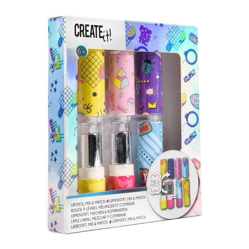 Foto van Create it! lippenstift poptastic mix and match meisjes 6-delig