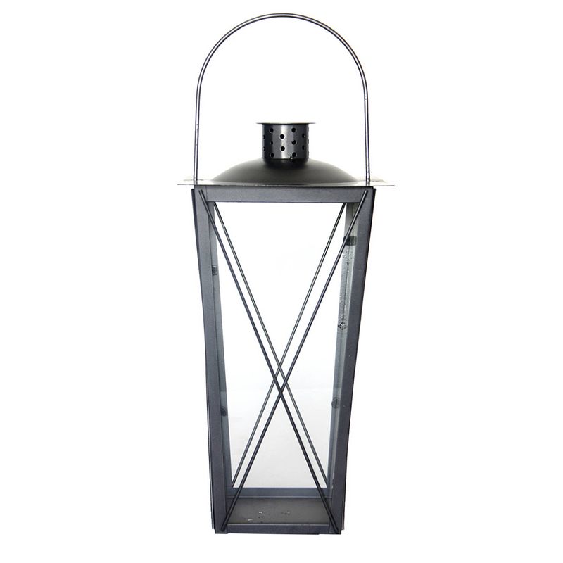 Foto van Zilveren tuin lantaarn/windlicht van ijzer 20 x 20 x 40 cm - lantaarns