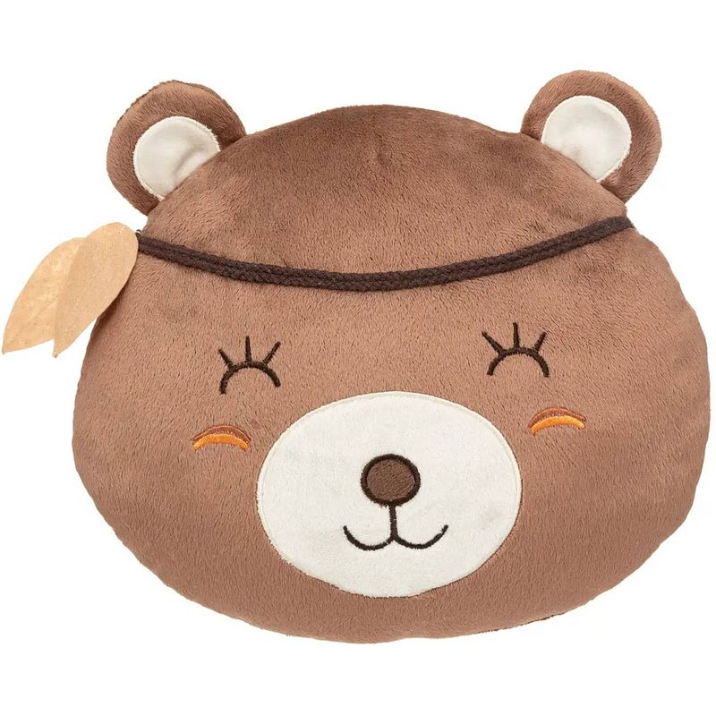 Foto van Dieren sierkussen kinderkamer - bruine beer - 30 cm - polyester - sierkussens