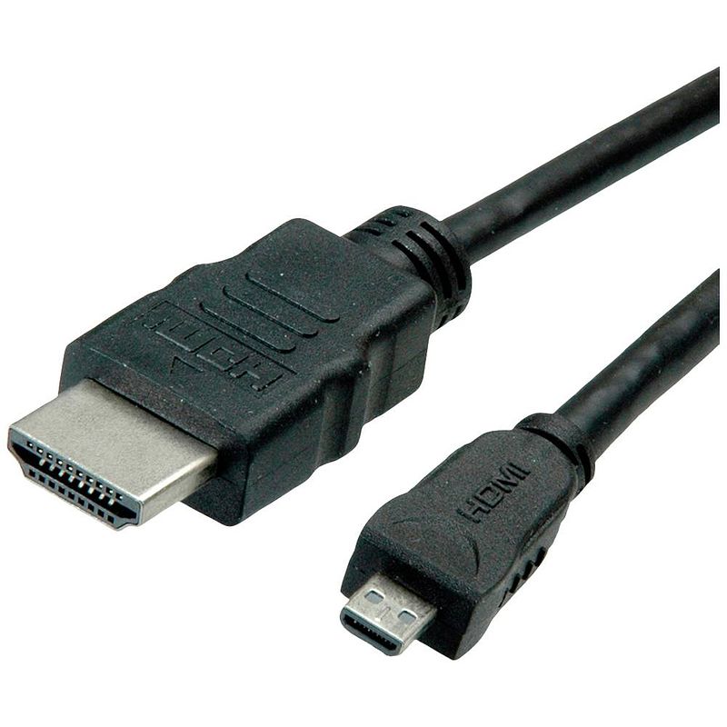 Foto van Roline green hdmi aansluitkabel hdmi-a stekker, hdmi-micro-d stekker 2 m zwart 11445581 halogeenvrij hdmi-kabel