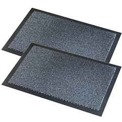 Foto van 2x stuks deurmatten/schoonloopmatten faro zwart grijs 40 x 60 cm - deurmatten