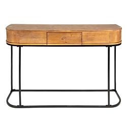 Foto van Clayre & eef sidetable 120*33*81 cm bruin zwart ijzer hout wandtafel haltafel console tafel bruin wandtafel haltafel