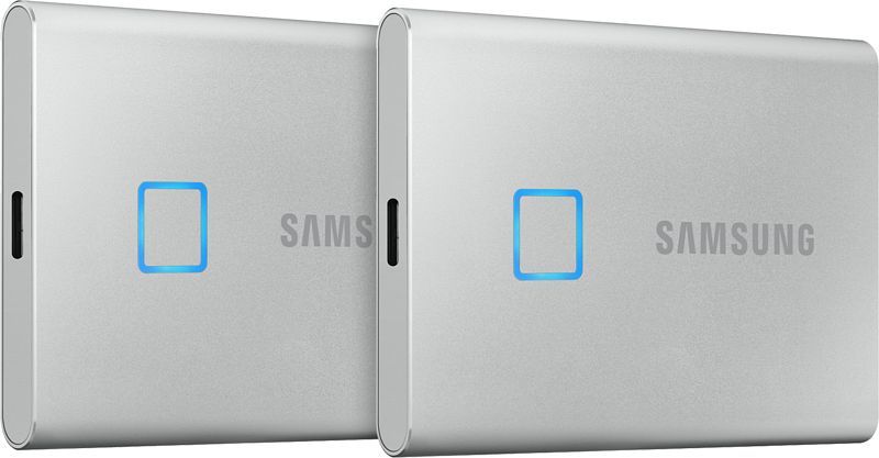 Foto van Samsung t7 touch portable ssd 1tb zilver - duo pack