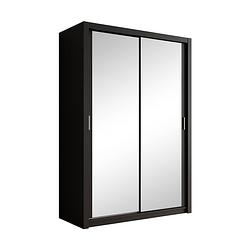 Foto van Meubella kledingkast blake - mat zwart - 150 cm - met spiegel