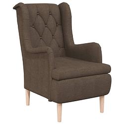 Foto van Vidaxl fauteuil met massief rubberwood poten stof bruin