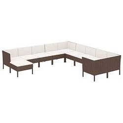 Foto van Vidaxl 11-delige loungeset met kussens poly rattan bruin