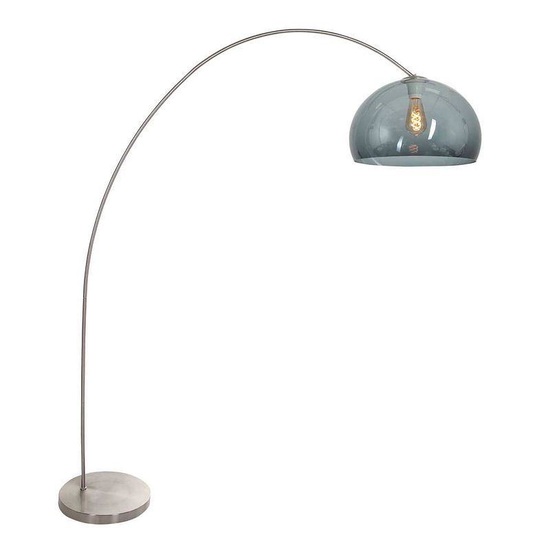 Foto van Mexlite solva vloerlamp - e27 (grote fitting) - smokeglas en staal