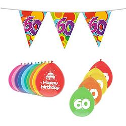 Foto van Leeftijd verjaardag thema 60 jaar pakket ballonnen/vlaggetjes - feestpakketten