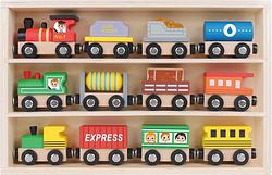 Foto van Tooky toy wooden train set houten voertuigen 13 delig
