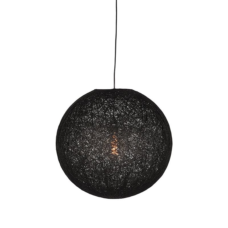 Foto van Label51 hanglamp twist - zwart - vlas - m