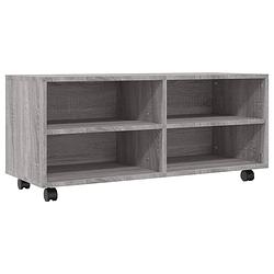 Foto van Vidaxl tv-meubel met wieltjes 90x35x35 cm bewerkt hout grijs sonoma