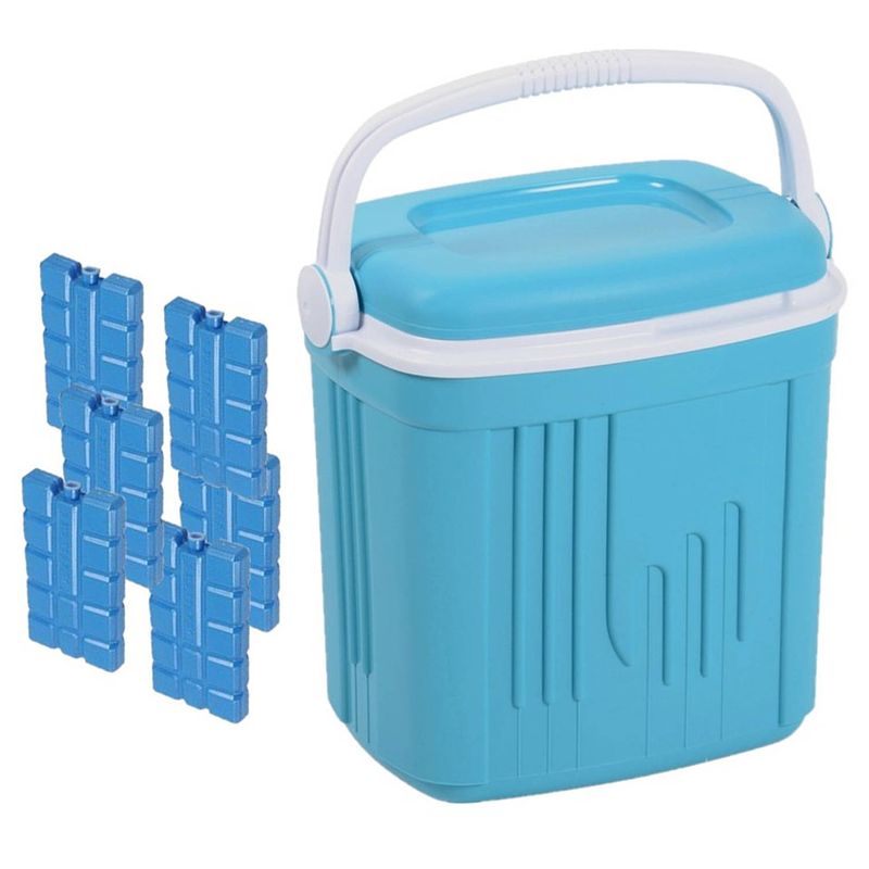 Foto van Voordelige normale blauwe koelbox 20 liter met 6x normale koelelementen - koelboxen