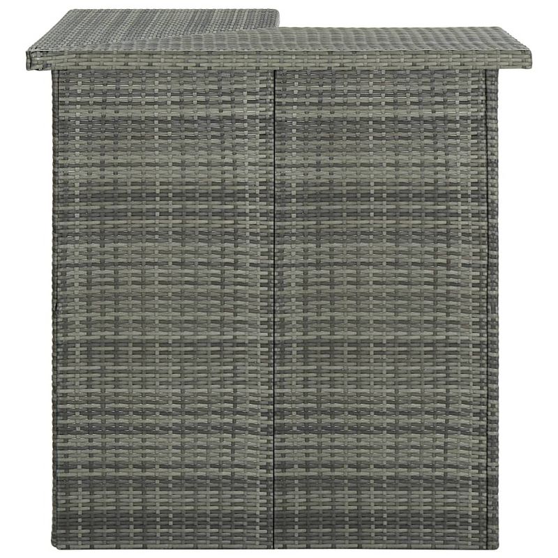 Foto van The living store hoekbartafel pe-rattan met opbergschappen - 100 x 50 x 105 cm - grijs