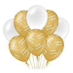 Foto van Paperdreams happy birthday thema ballonnen - 24x - goud/wit - verjaardag feestartikelen - ballonnen