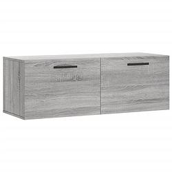 Foto van The living store wandkast - grijs sonoma eiken - 100 x 36.5 x 35 cm - displayfunctie