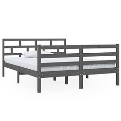 Foto van The living store bedframe grenenhout - grijs - 195.5 x 146 x 100 cm - geschikt voor 140 x 190 cm matras