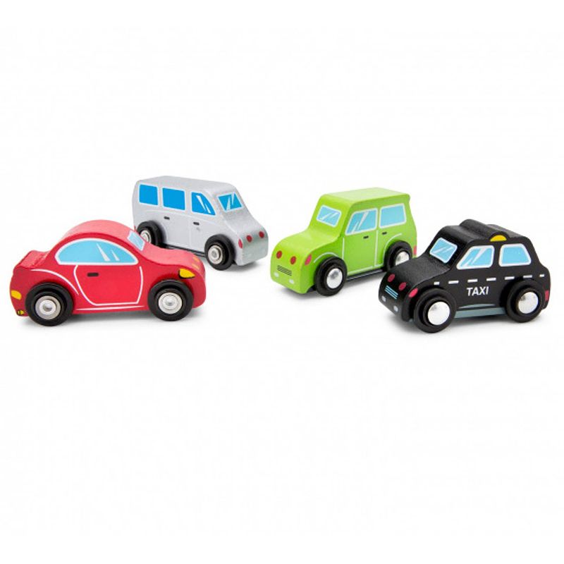 Foto van New classic toys voertuigenset junior hout rood/groen/wit 4-delig
