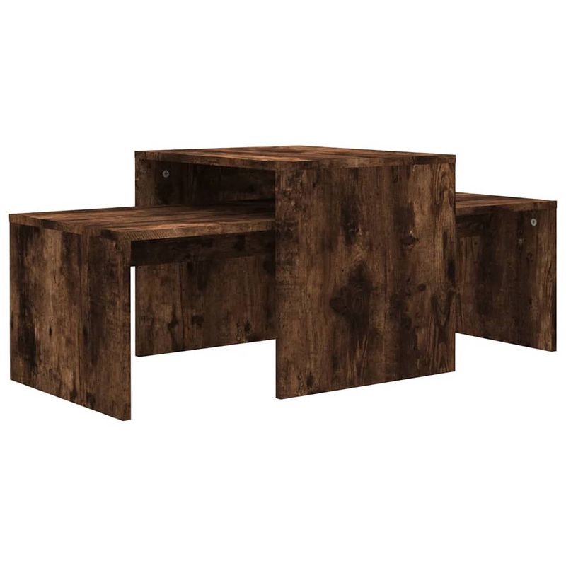 Foto van The living store salontafels smoked oak - set van 2 - 100x48x40cm - bewerkt hout