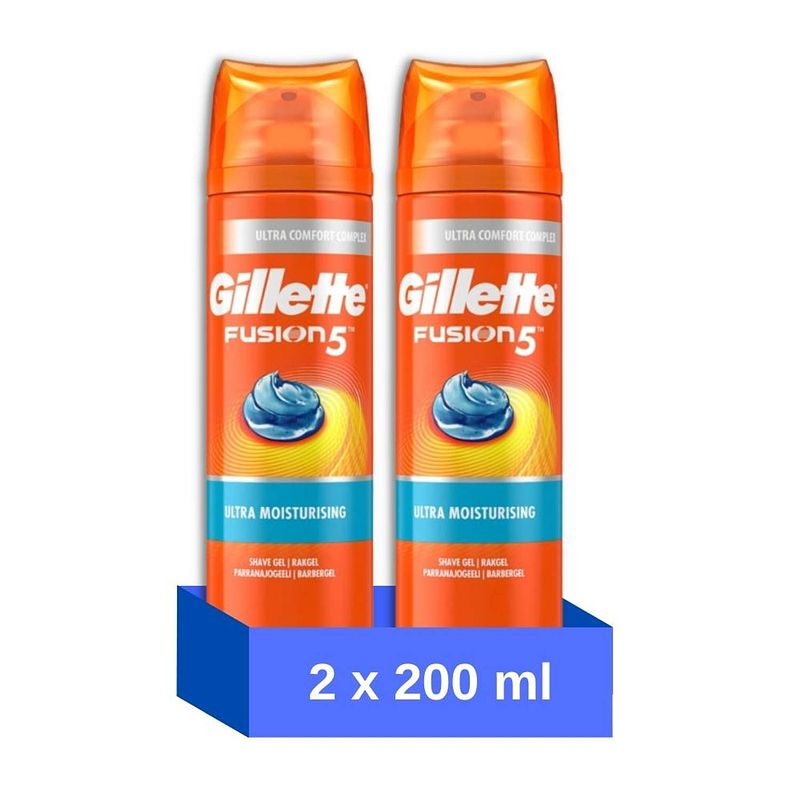 Foto van Gillette fusion 5 ultra moist shave gel - 200 ml - 2 stuks